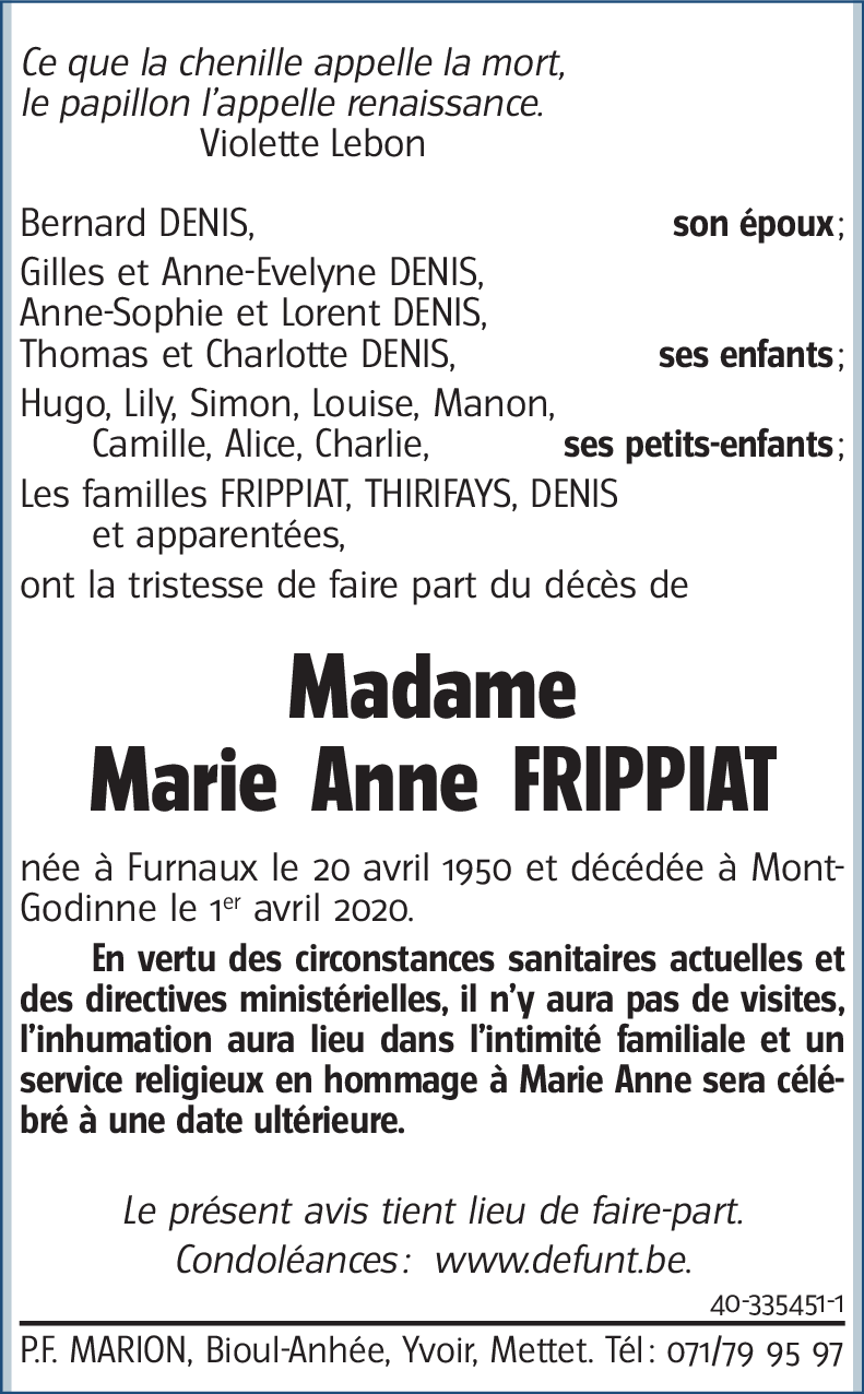 Marie Anne FRIPPIAT