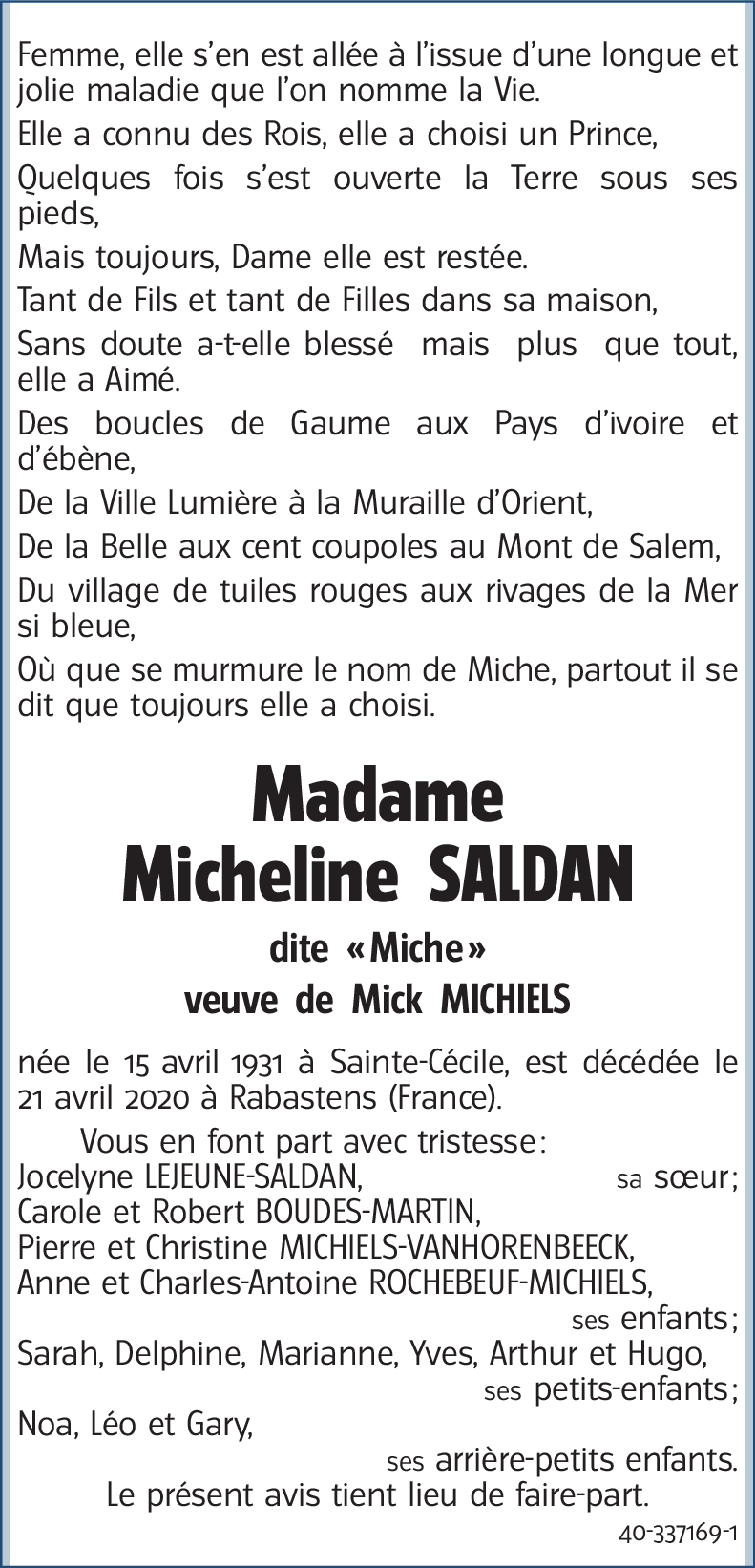 Micheline SALDAN