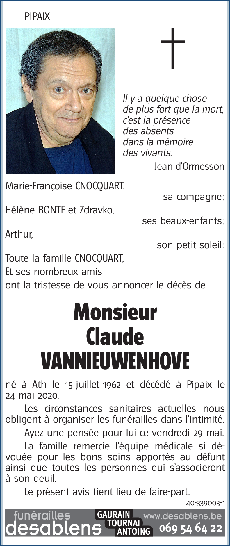 Claude VANNIEUWENHOVE