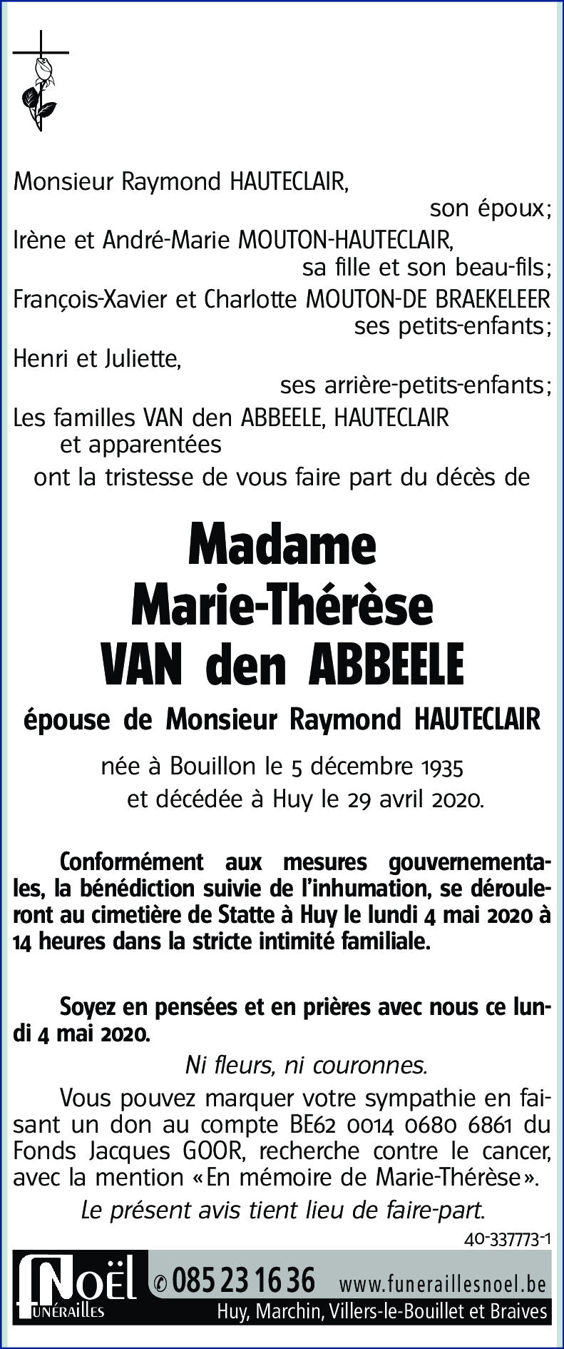 Marie-Thérèse VAN den ABBEELE
