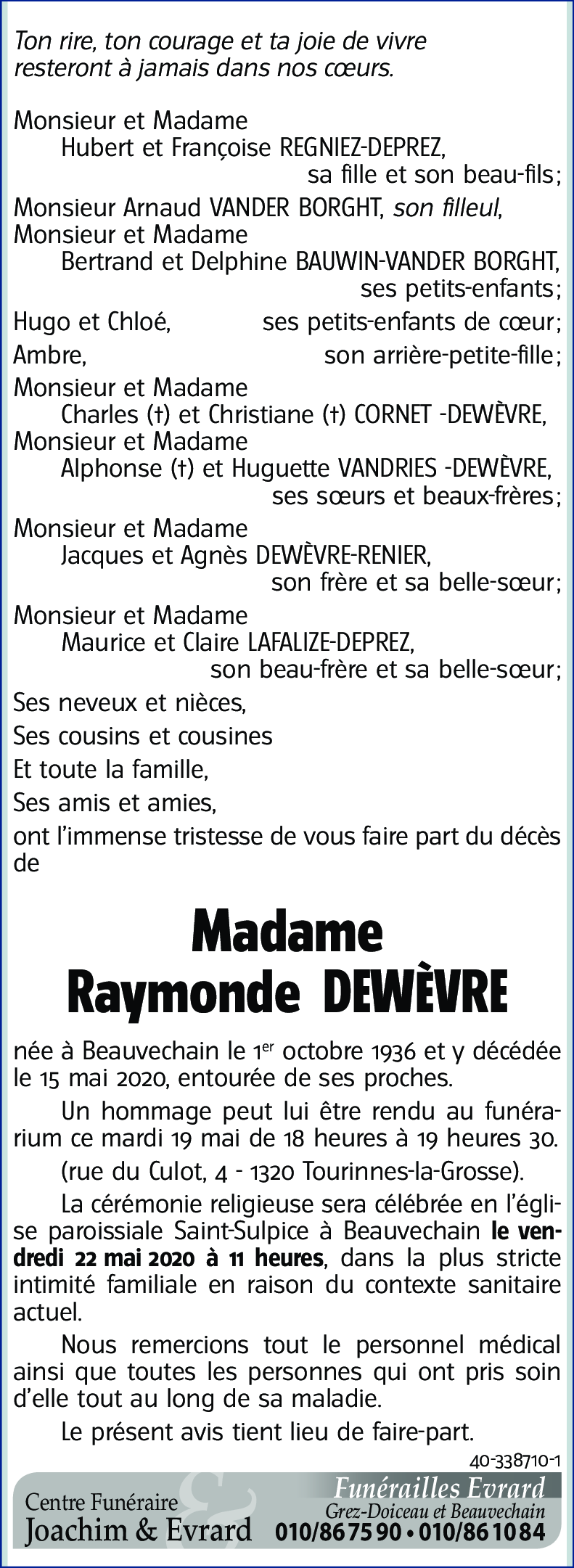 Raymonde DEWÈVRE