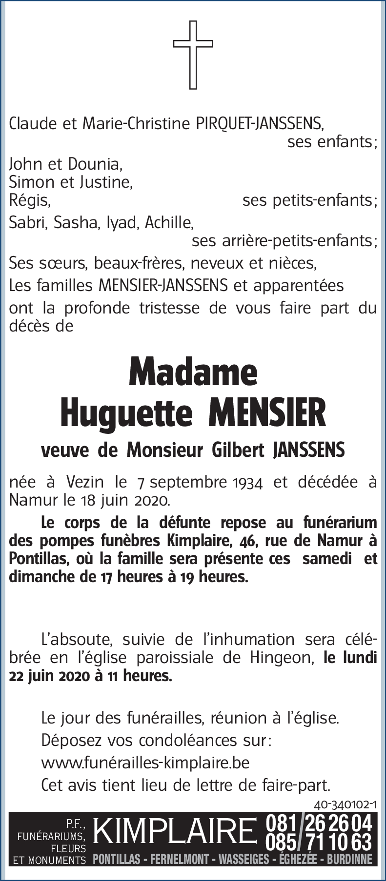 Huguette MENSIER