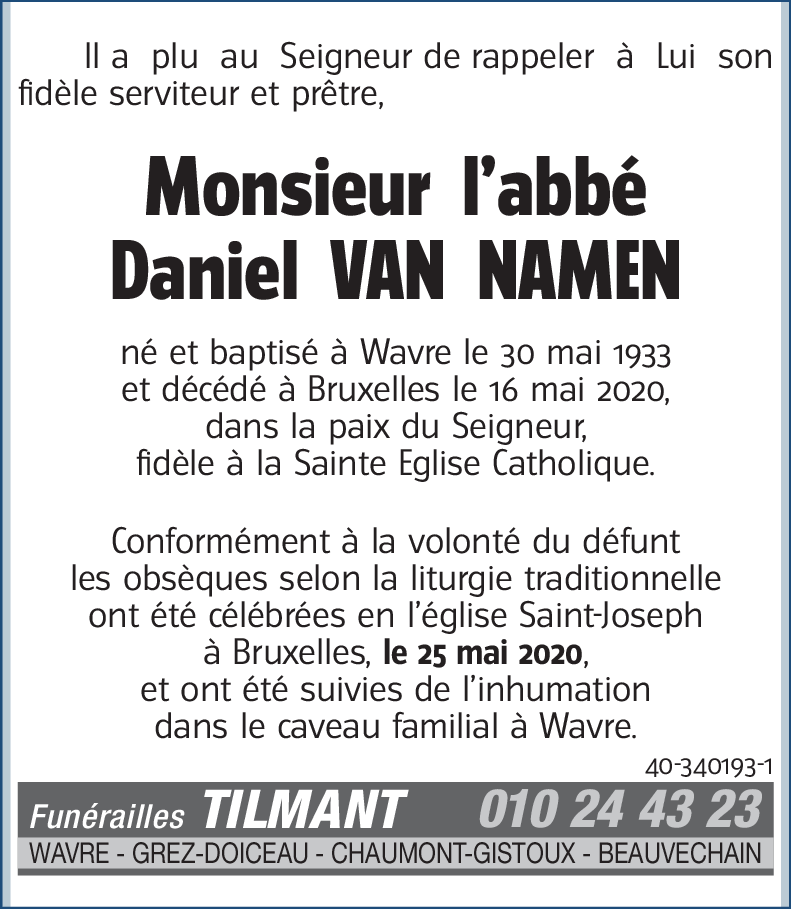 l'abbé Daniel VAN NAMEN