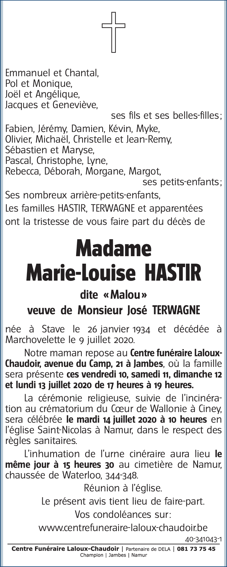 Marie-Louise HASTIR