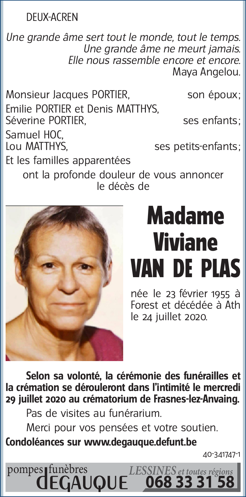 Avis De D C S De Viviane Van De Plas D C D Le Ath