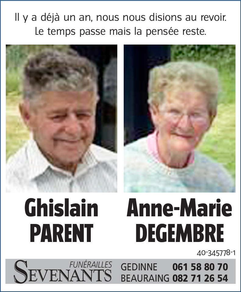 Ghislain et Anne-Marie PARENT - DEGEMBRE