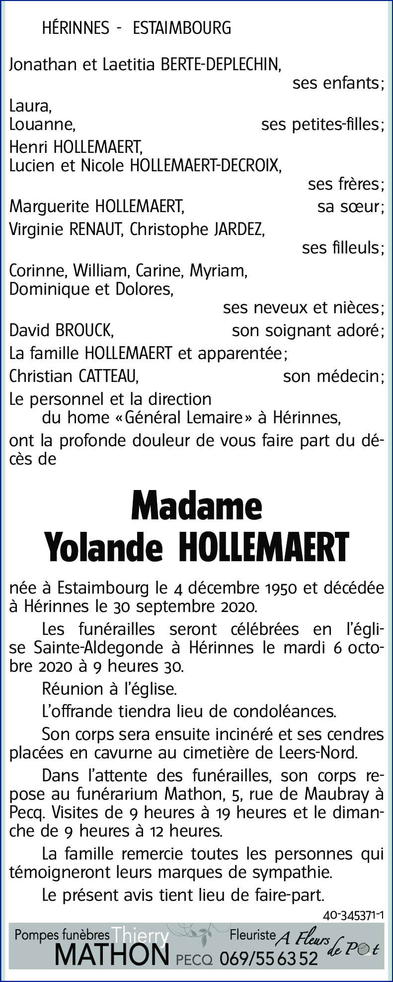 Yolande HOLLEMAERT
