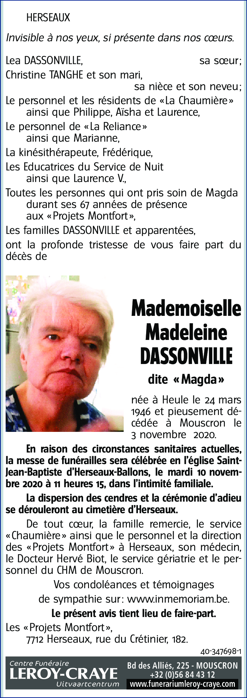 Madeleine DASSONVILLE