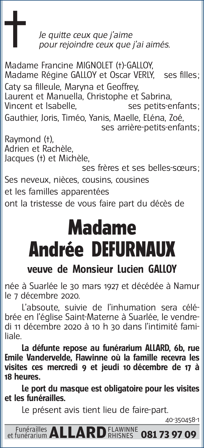 Andrée DEFURNAUX