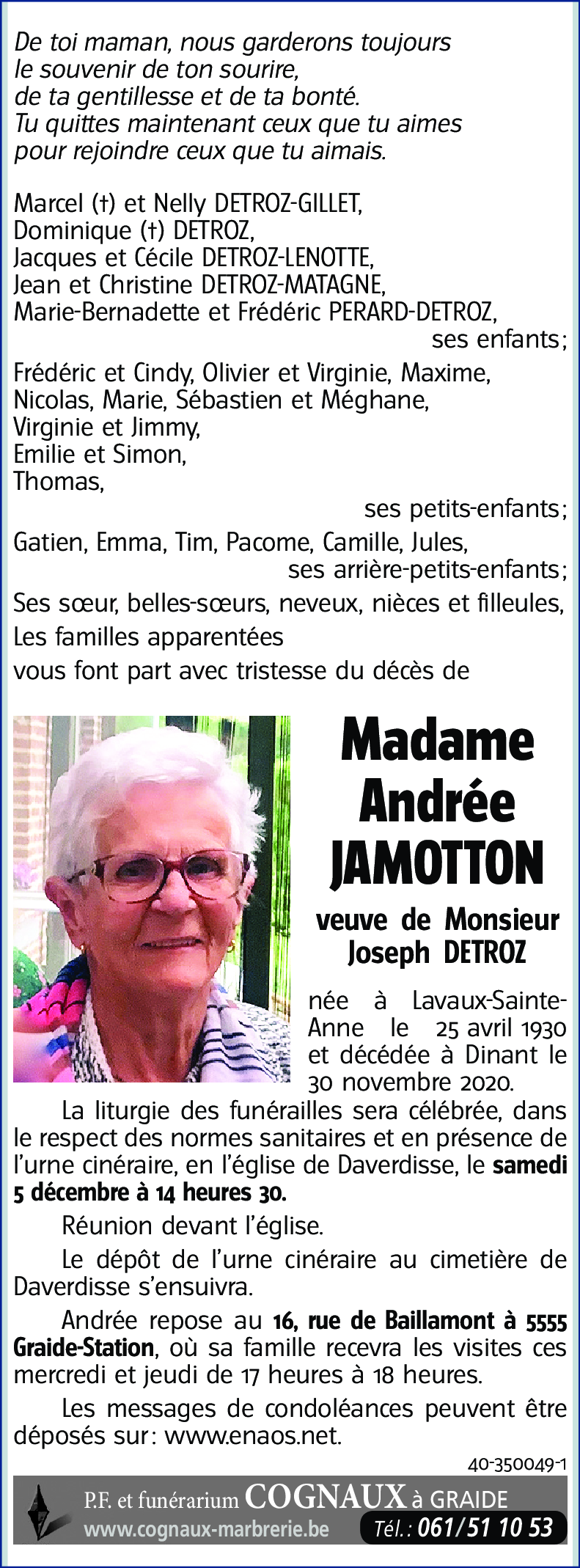 Andrée JAMOTTON