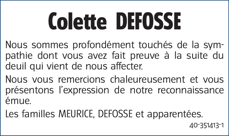 Colette DEFOSSE