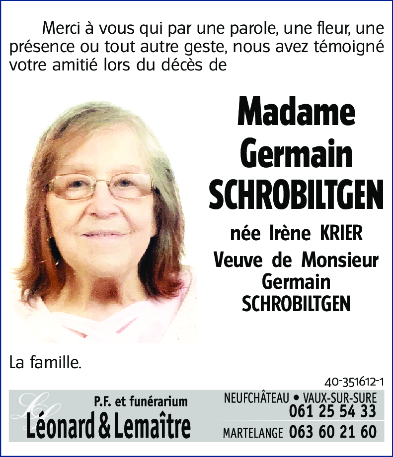 Germain SCHROBILTGEN (née Irène KRIER)