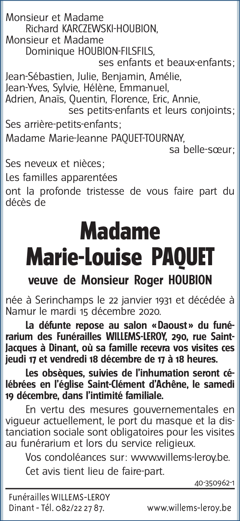 Marie-Louise PÂQUET