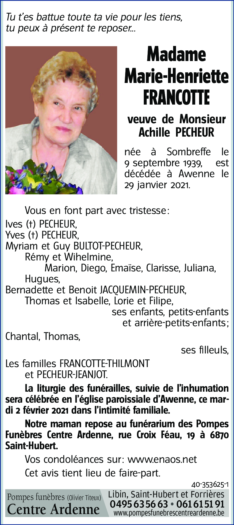 Marie-Henriette FRANCOTTE