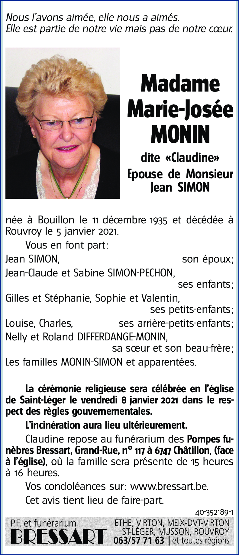 Marie-Josée MONIN dite « Claudine »