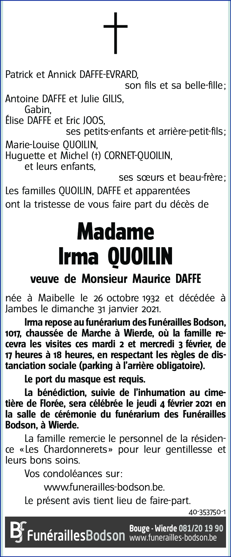 Irma QUOILIN