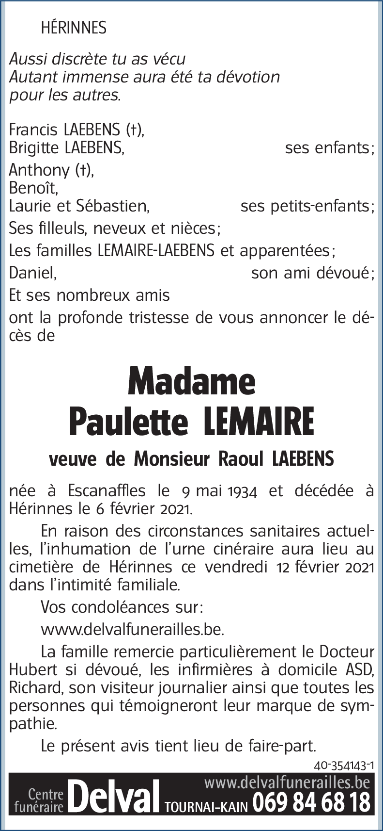 Paulette LEMAIRE