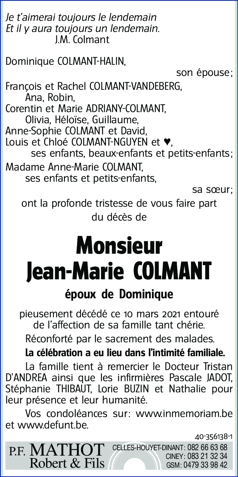 Jean -Marie COLMANT