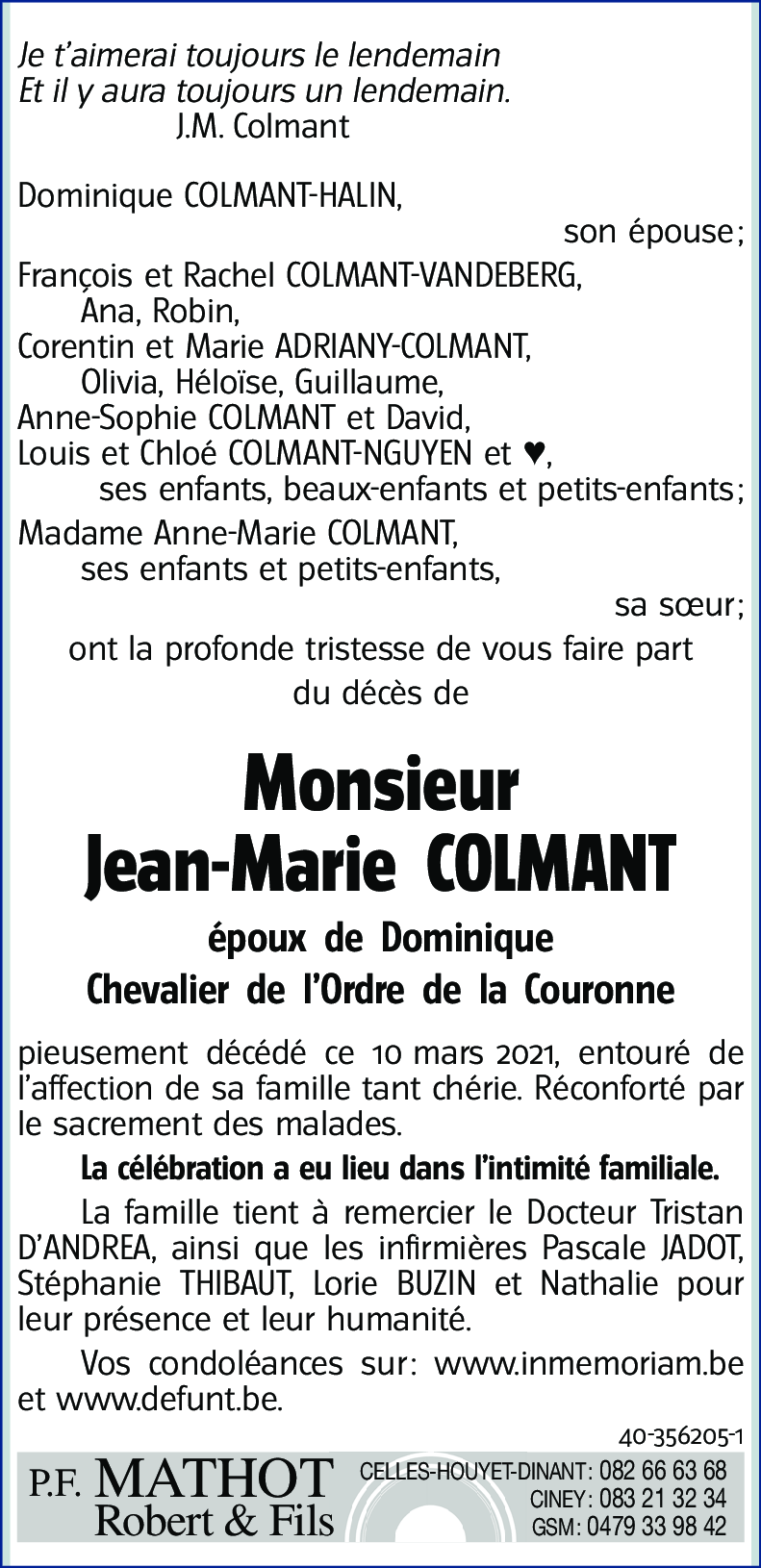 Jean -Marie COLMANT