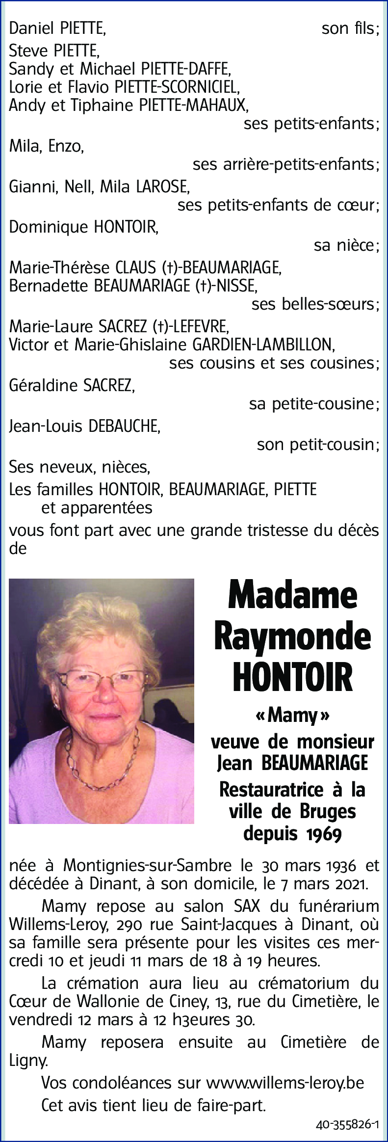 Raymonde HONTOIR