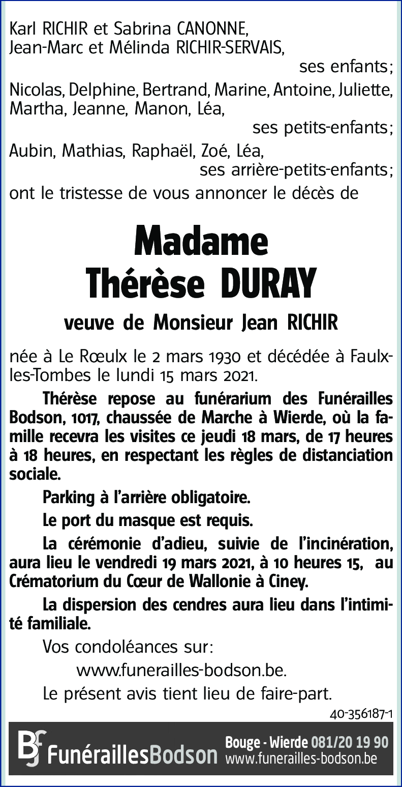 Thérèse DURAY