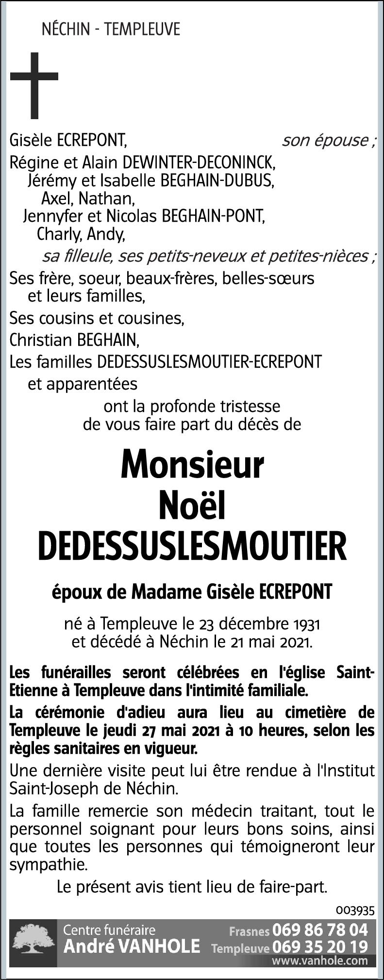 Noël DEDESSUSLESMOUTIER