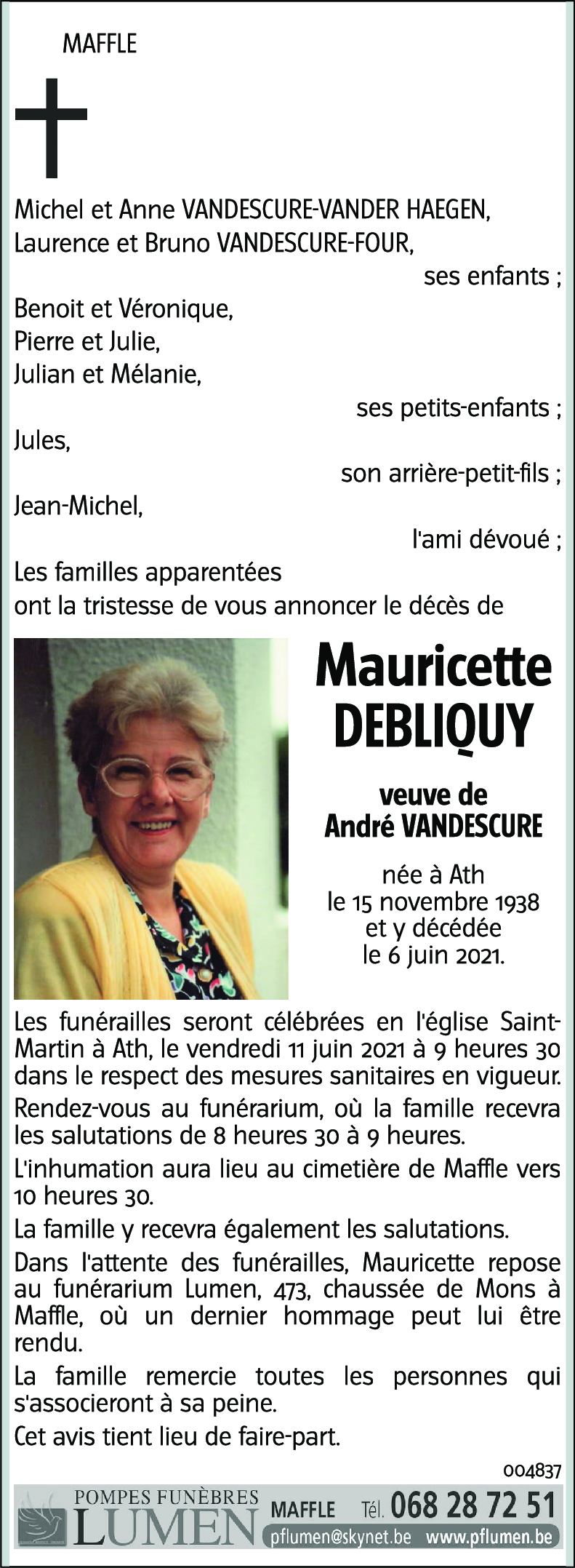 Mauricette DEBLIQUY