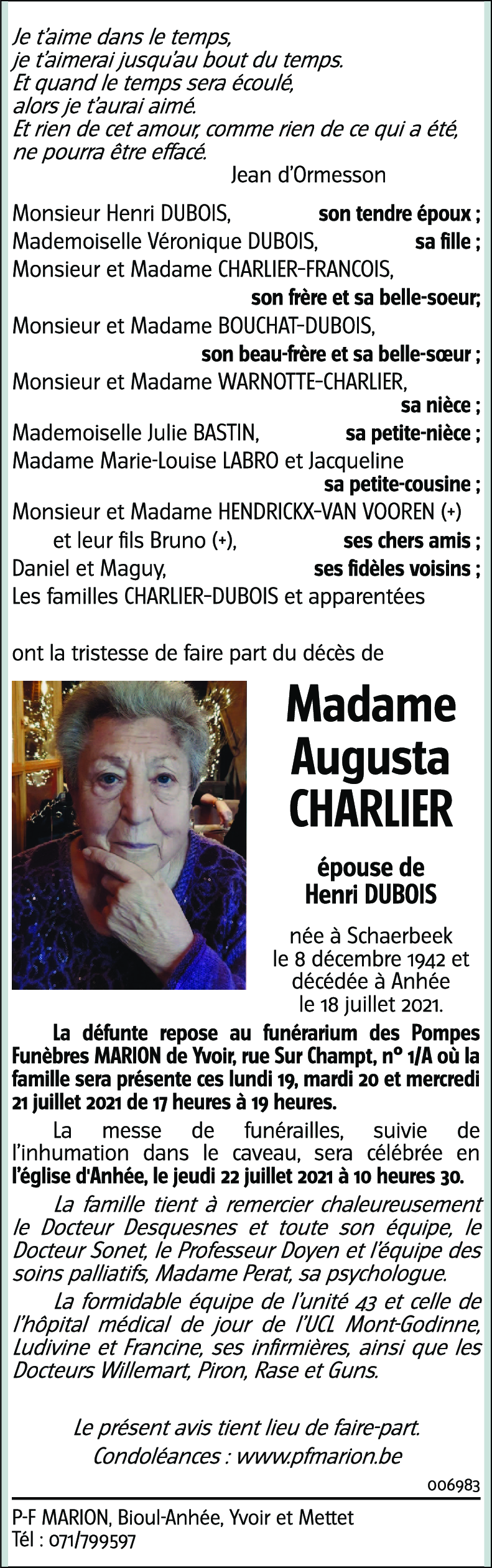 Augusta CHARLIER