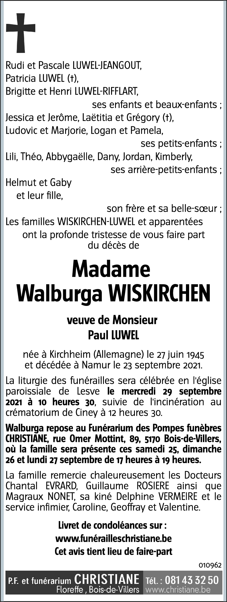 WALBURGA WISKIRCHEN