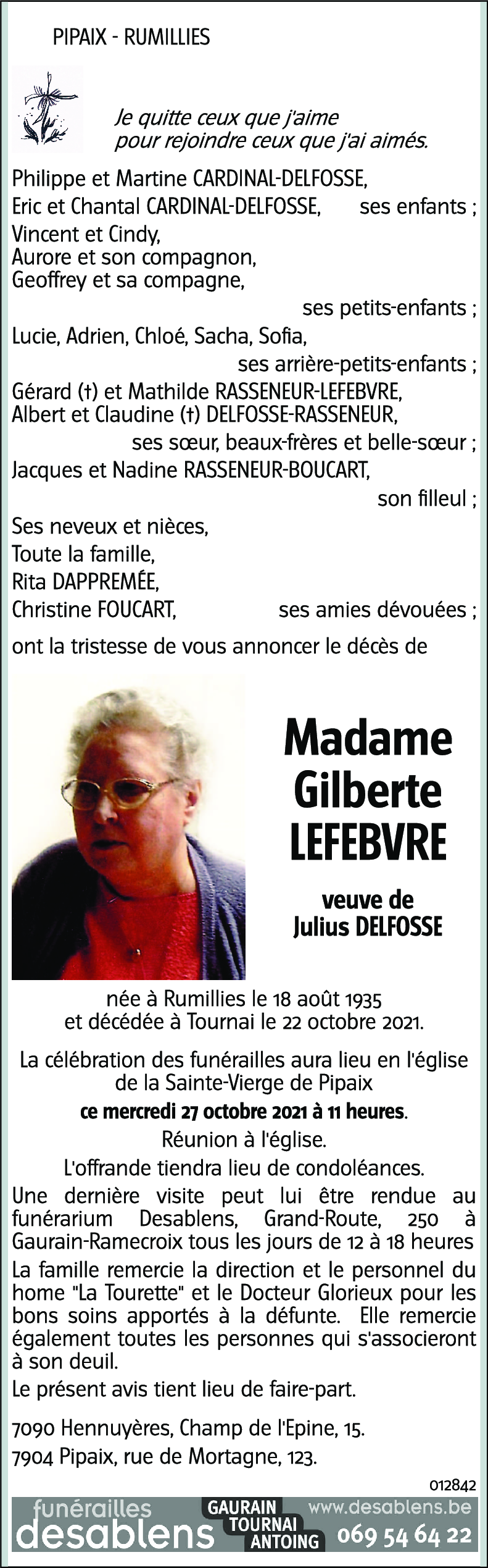 Gilberte LEFEBVRE