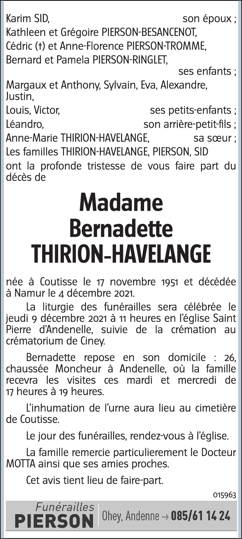 Bernadette THIRION‑HAVELANGE