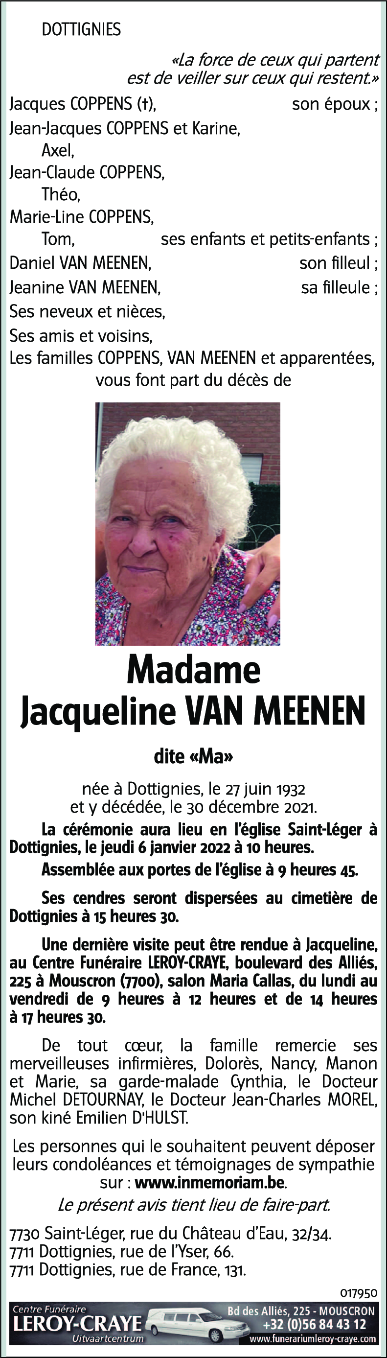 Jacqueline VAN MEENEN