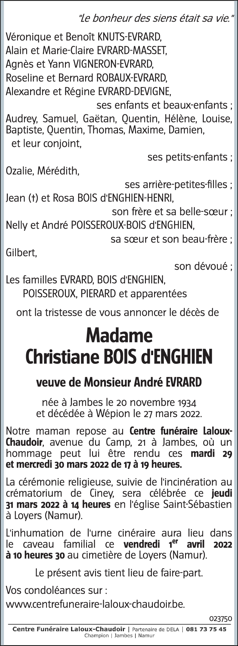 Christiane BOIS d'ENGHIEN