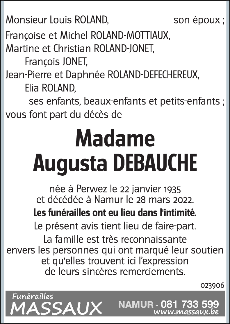 DEBAUCHE Augusta