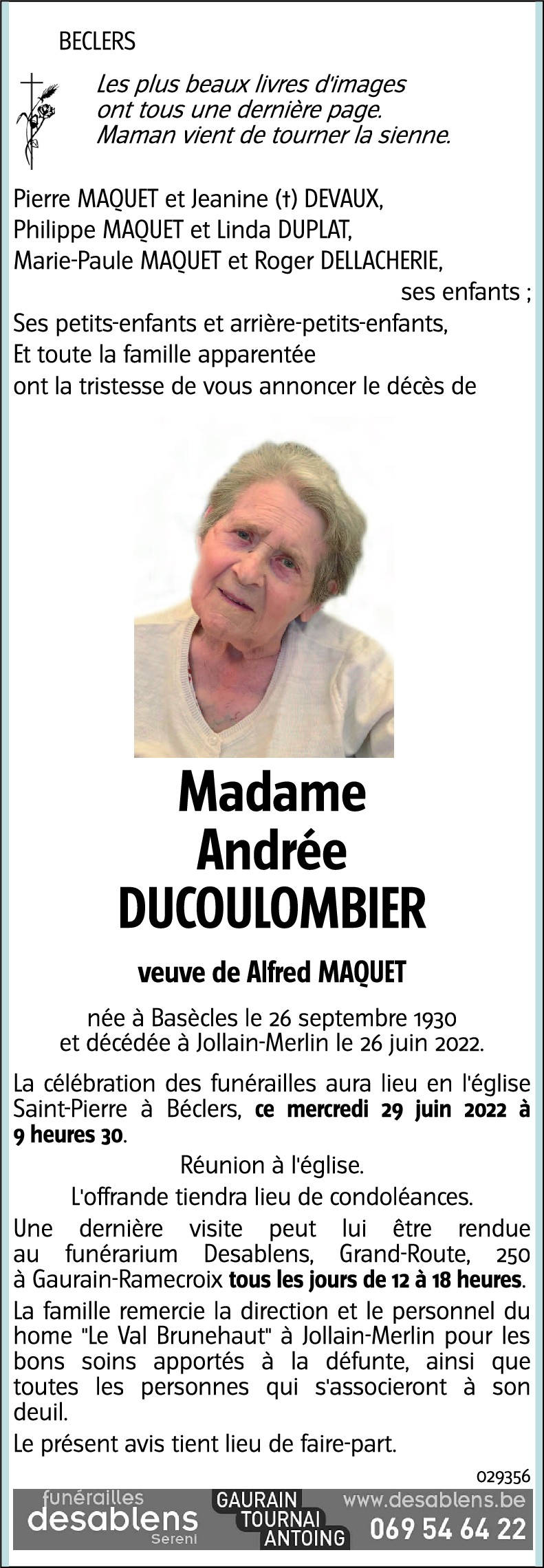 Andrée DUCOULOMBIER