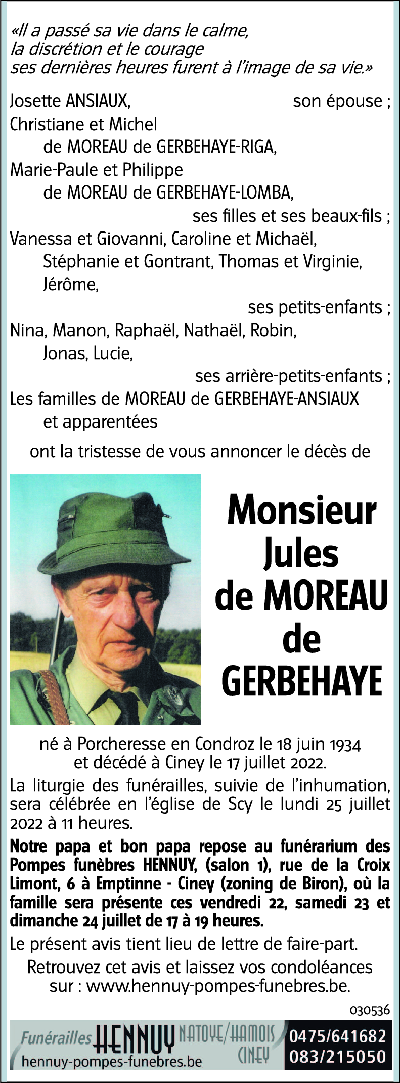 Jules de MOREAU de GERBEHAYE