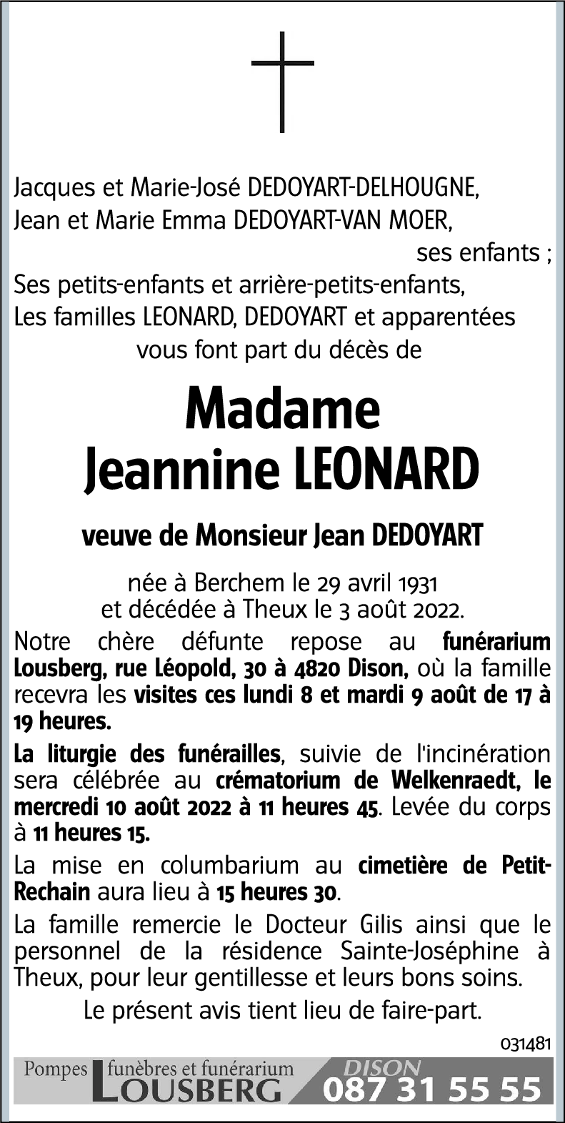 Jeannine LEONARD