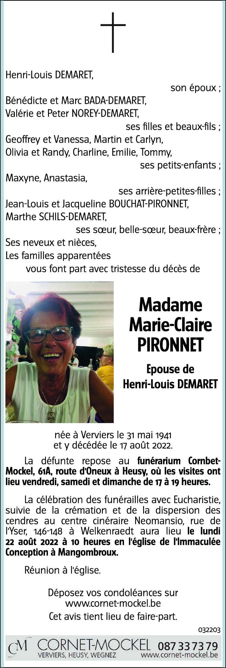 Marie-Claire DEMARET-PIRONNET