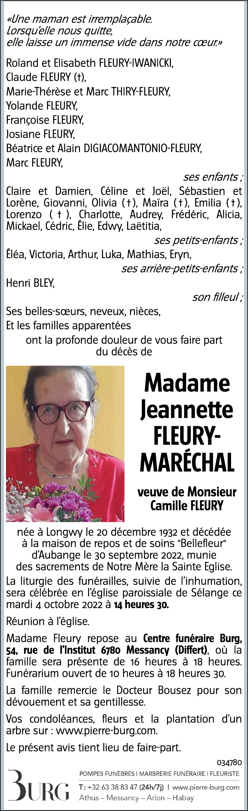 Jeannette FLEURY-MARECHAL