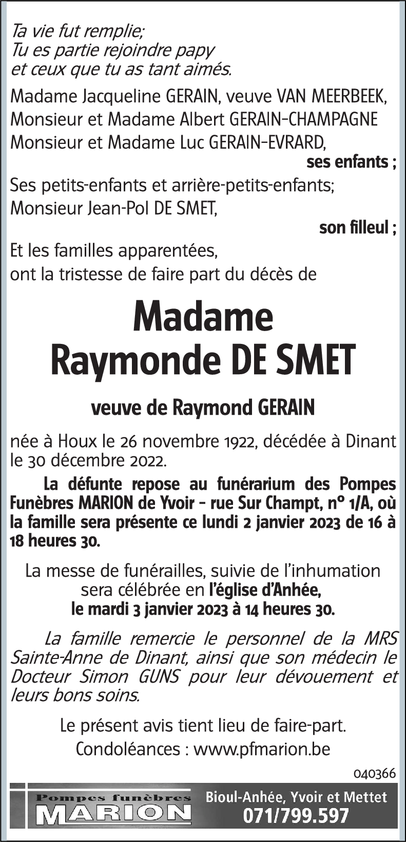 Raymonde DE SMET