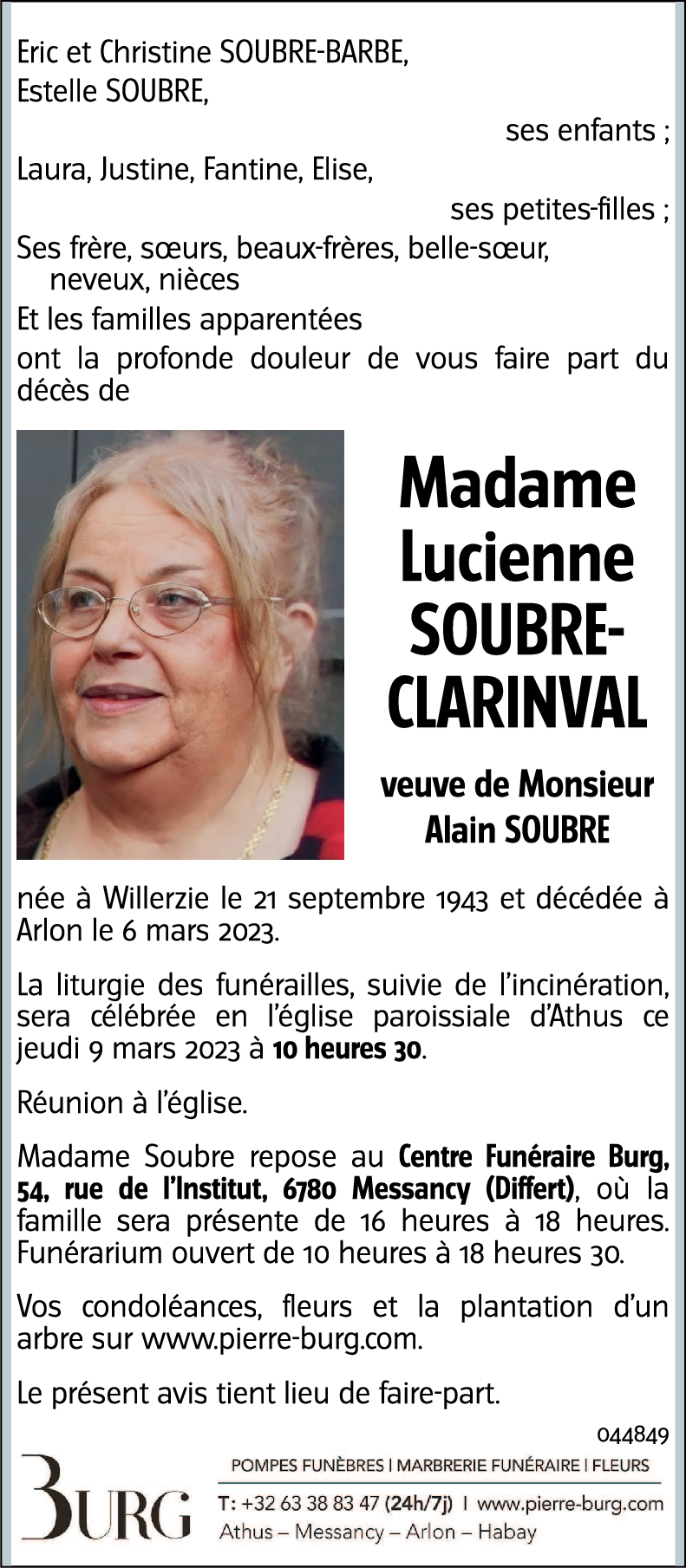 Lucienne SOUBRE-CLARINVAL