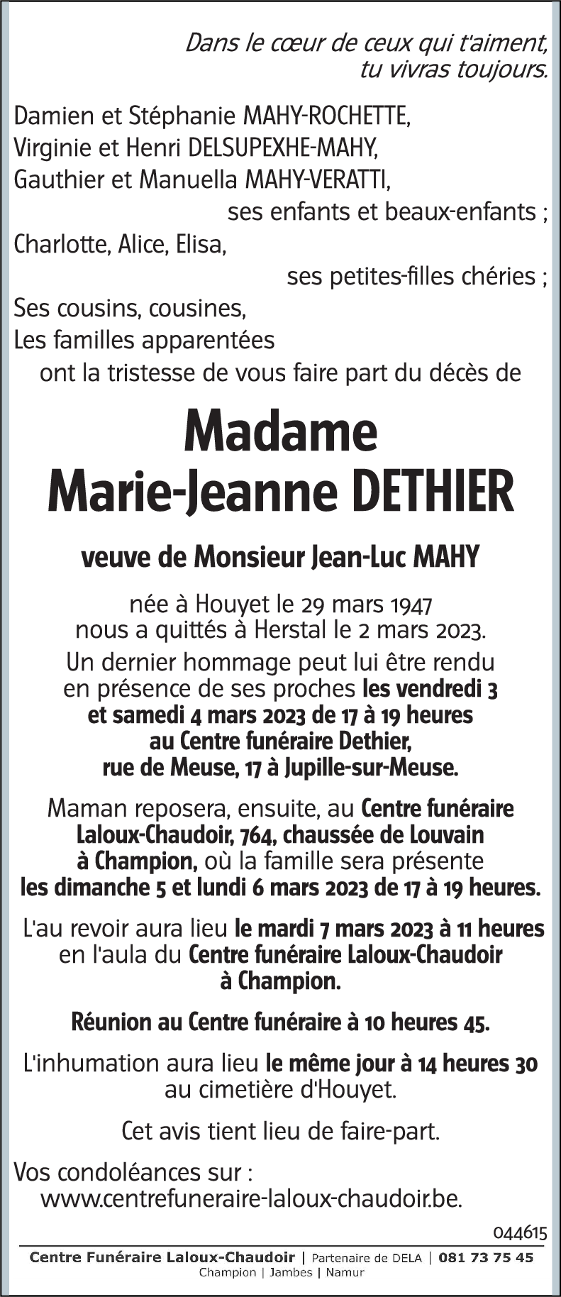 Marie-Jeanne DETHIER