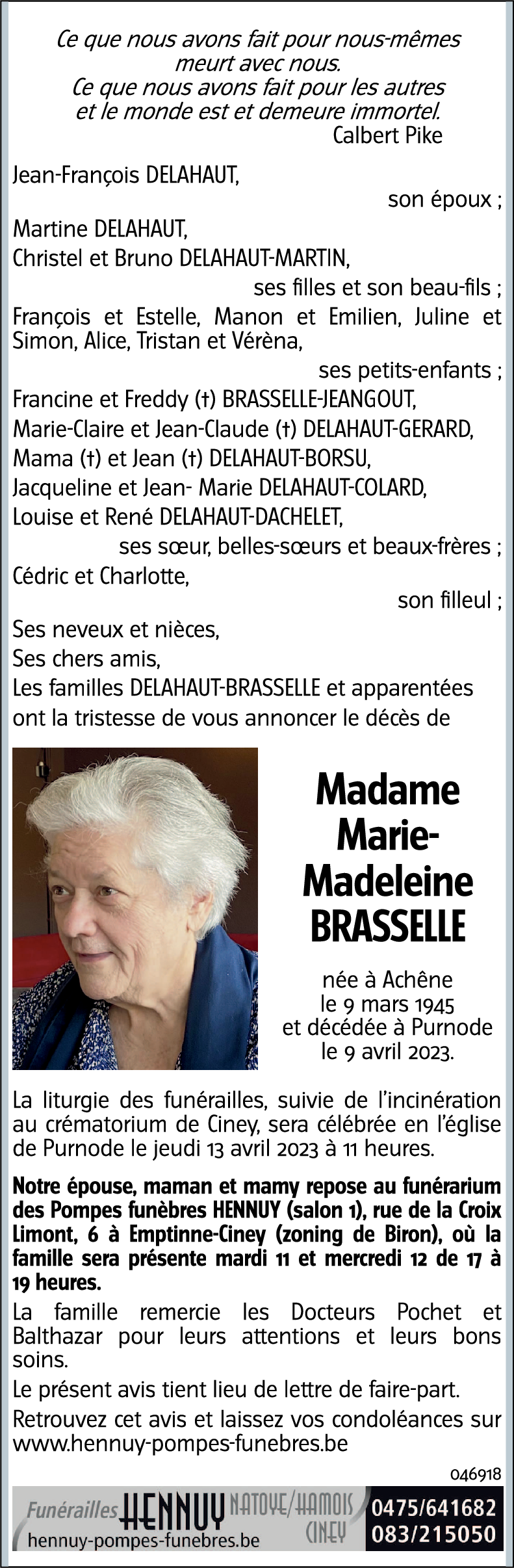 Marie-Madeleine BRASSELLE