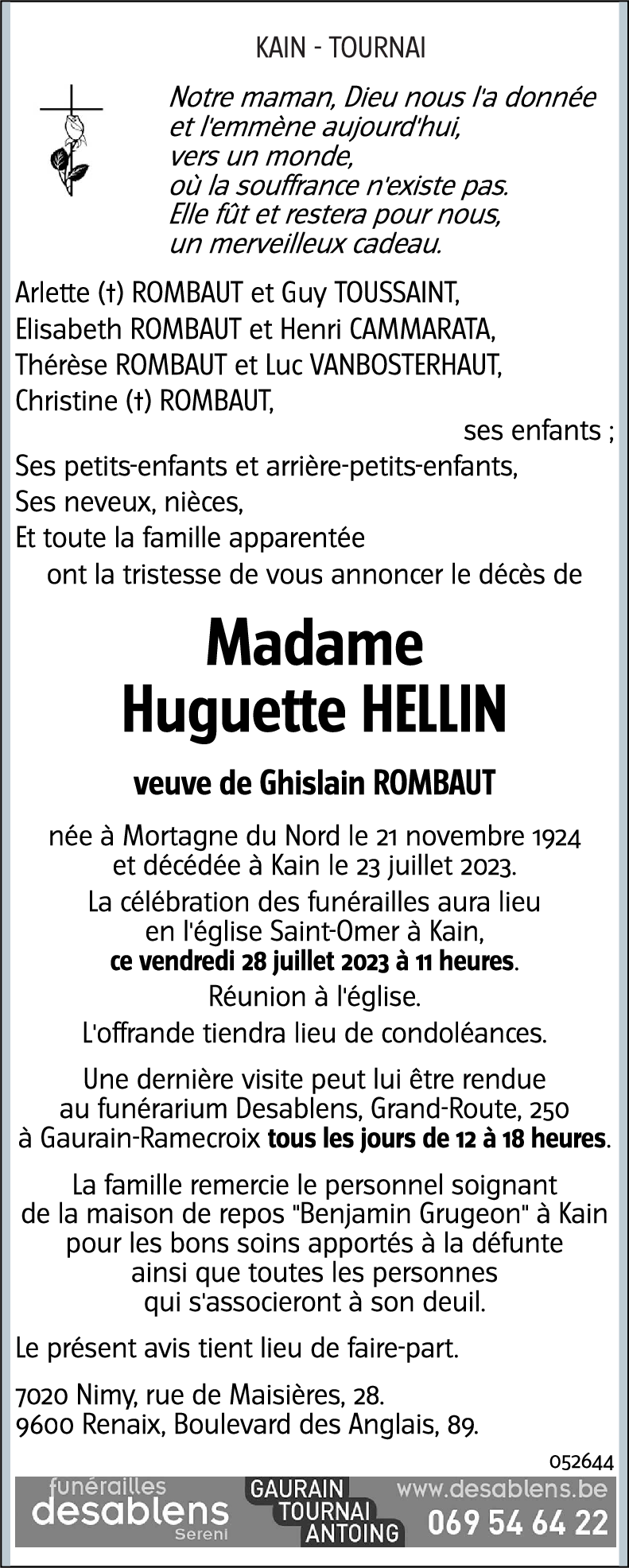 Huguette HELLIN