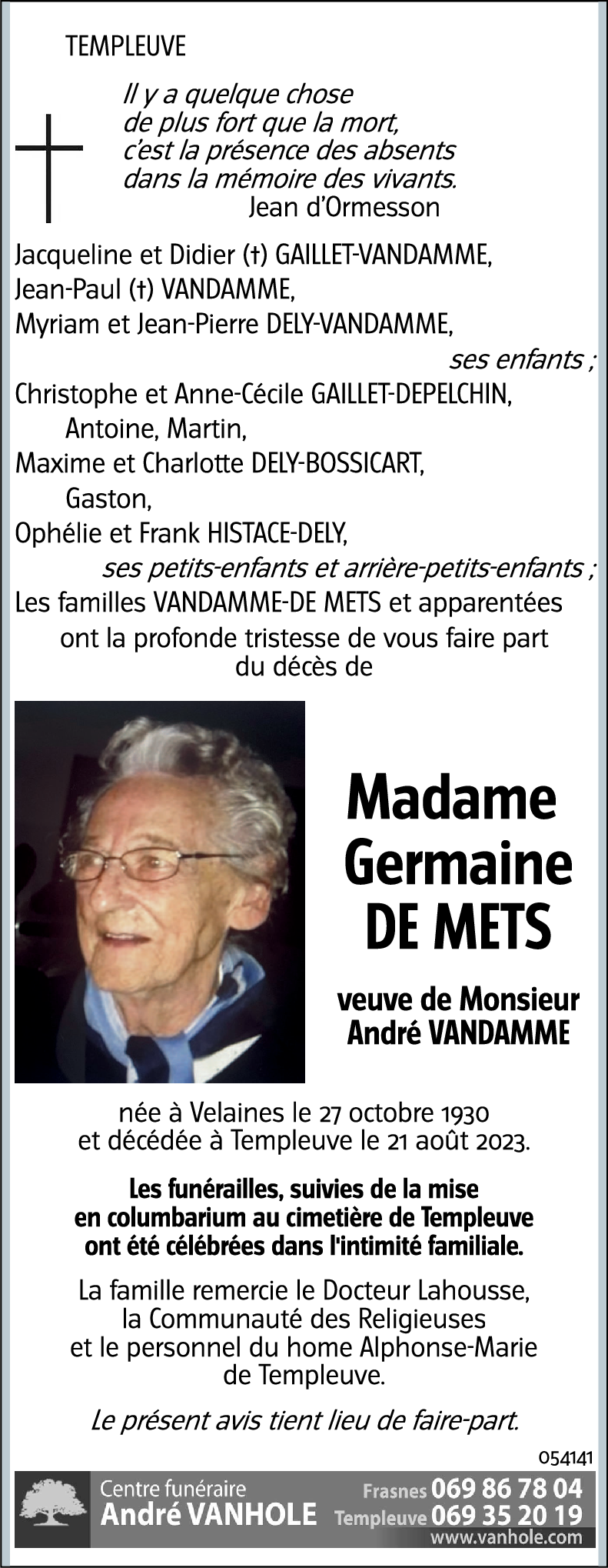 Germaine DE METZ