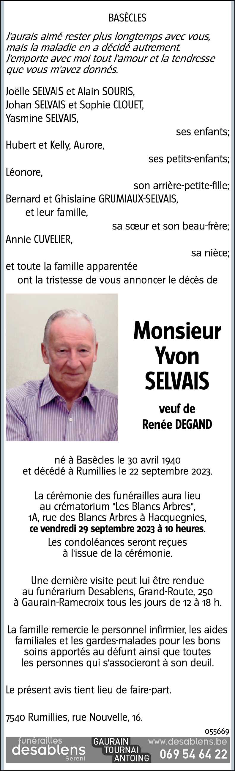 Yvon SELVAIS