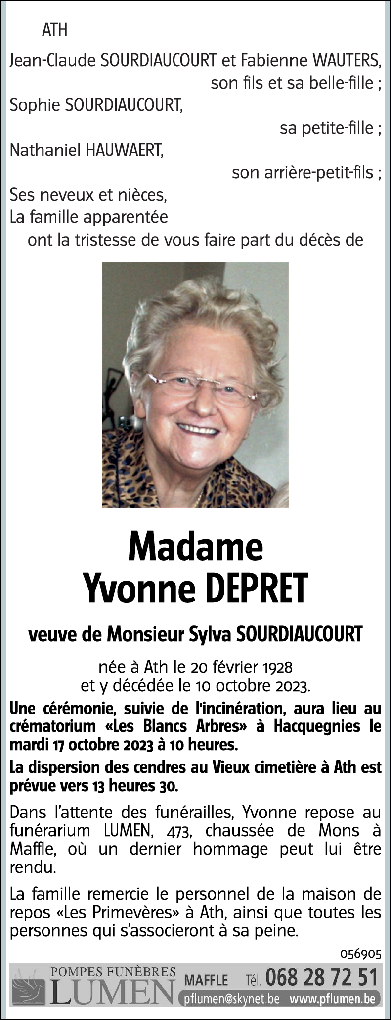 Yvonne DEPRET