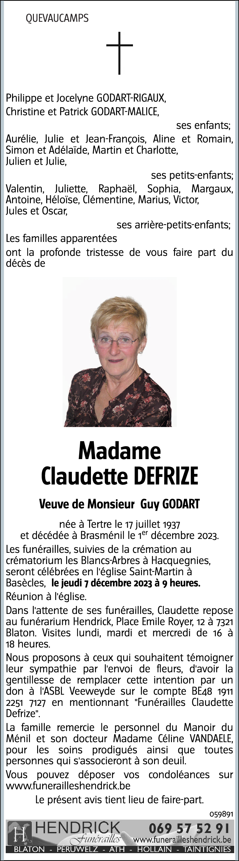 Claudette DEFRIZE