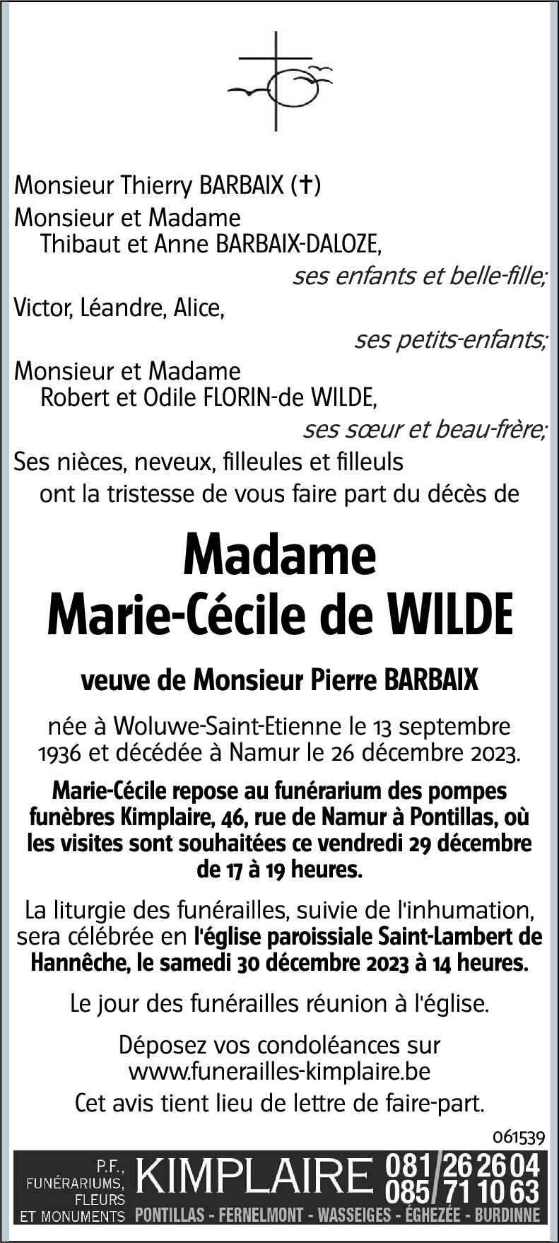 Marie-Cécile de WILDE