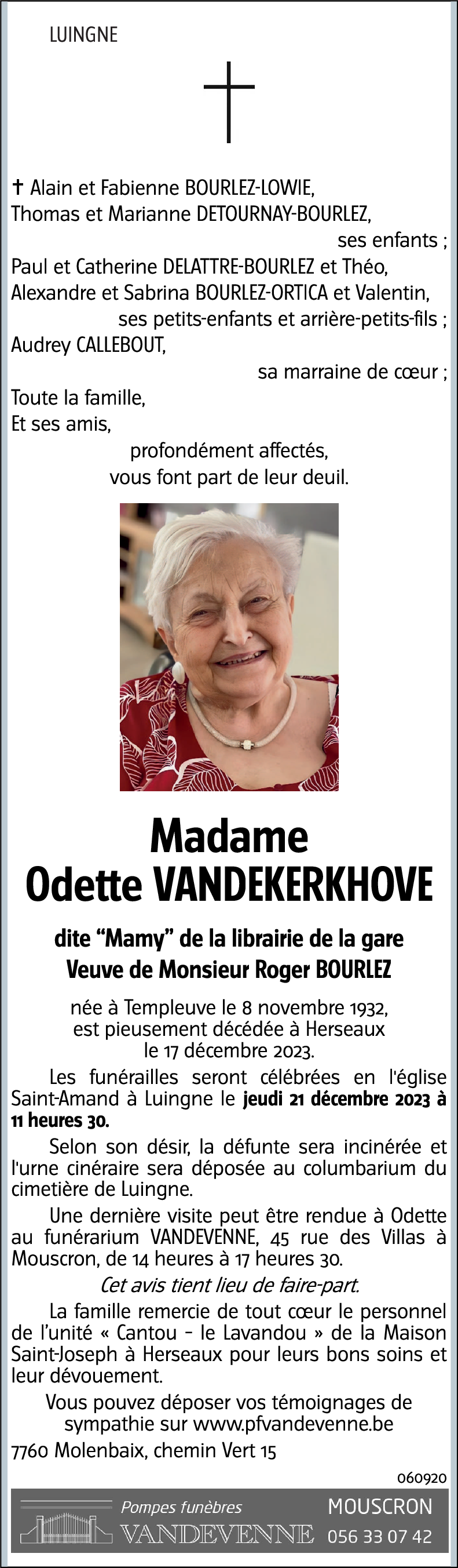 Odette VANDEKERKHOVE